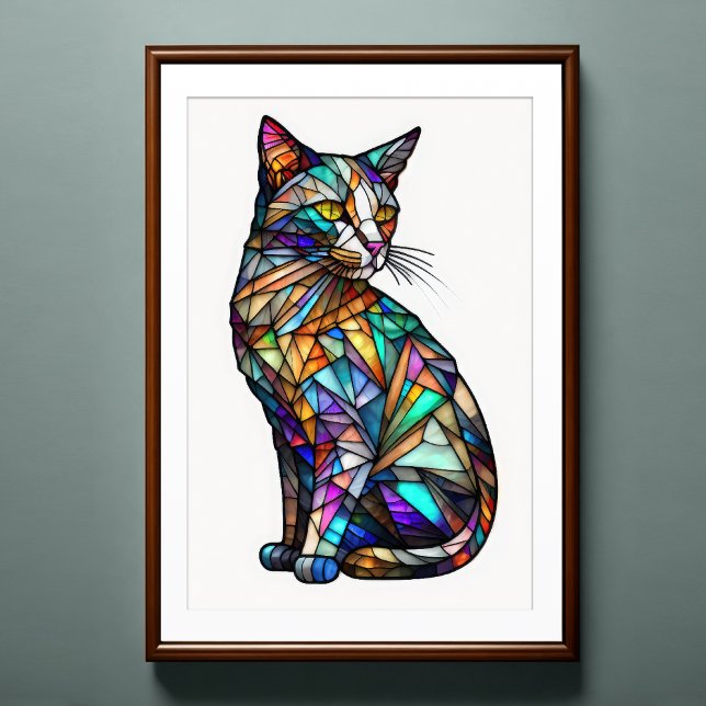 Farbgefestigtes Glas Katze 2:3 Poster (Von Creator hochgeladen)