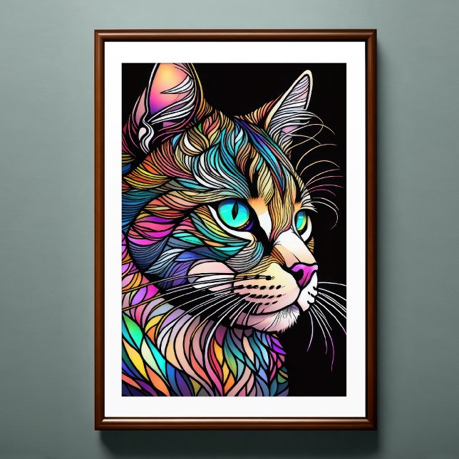 Farbgefestigtes Glas Katze 2:3 Poster (Von Creator hochgeladen)