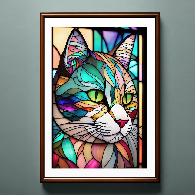 Farbgefestigtes Glas Katze 2:3 Poster (Von Creator hochgeladen)