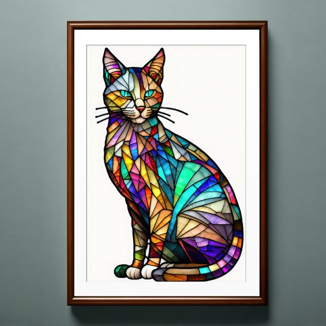 Farbgefestigtes Glas Katze 2:3 Poster (Von Creator hochgeladen)
