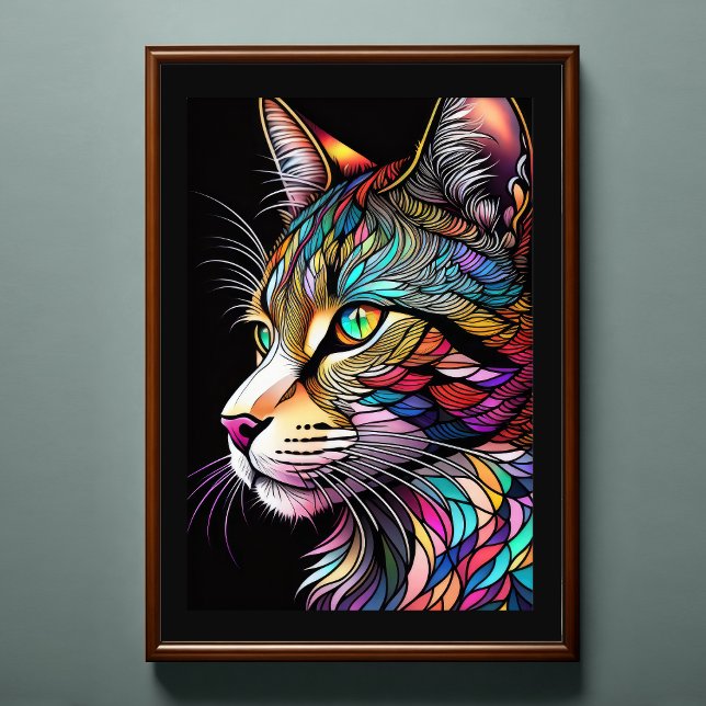 Farbgefestigtes Glas Katze 2:3 Poster (Von Creator hochgeladen)