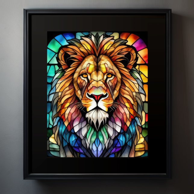 Farbgefestigtes Glas Lion 5:4 Poster (Von Creator hochgeladen)