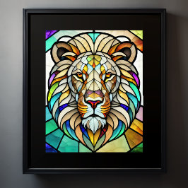 Farbgefestigtes Glas Lion 5:4 Poster