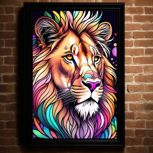Farbgefestigtes Glas-Stil Lion 2:3 Poster (Von Creator hochgeladen)