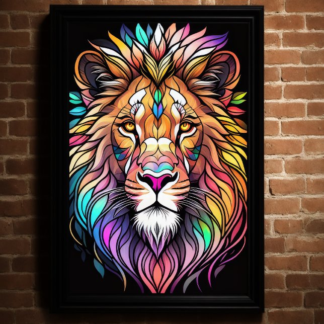Farbgefestigtes Glas-Stil Lion 2:3 Poster (Von Creator hochgeladen)