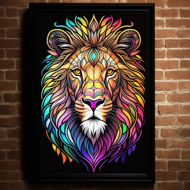 Farbgefestigtes Glas-Stil Lion 2:3 Poster (Von Creator hochgeladen)