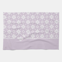 Farbgeflechtetes Muster auf rosa Blume Monogramm Geschirrtuch