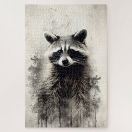 Farbgemälde eines Raccoon-Puzzles Puzzle