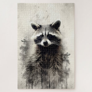Farbgemälde eines Raccoon-Puzzles Puzzle
