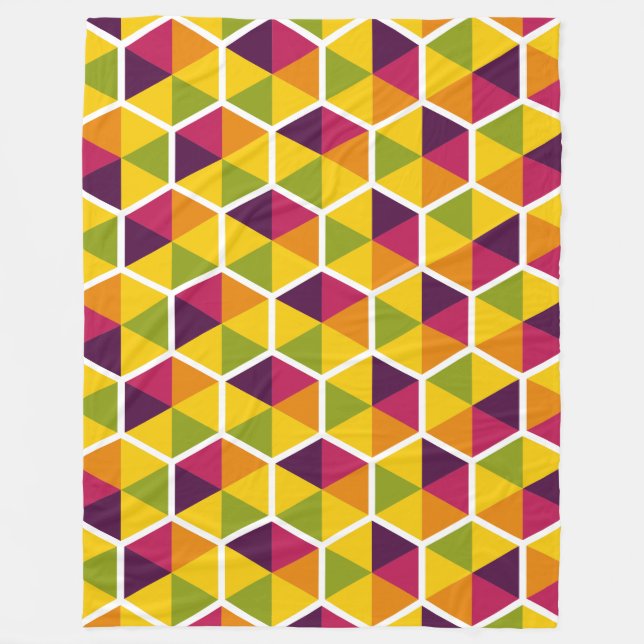 Farbgeometrisches Wabenmuster 01 Fleecedecke (Vorderseite)
