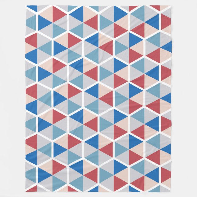 Farbgeometrisches Wabenmuster 05 Fleecedecke (Vorderseite)