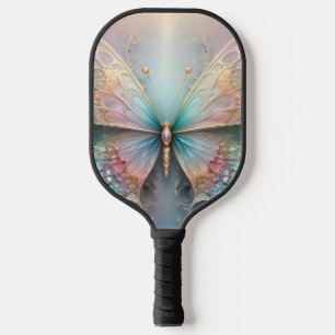 Farbgerüchte: Pastell-Fraktal-Schmetterlingstraum Pickleball Schläger