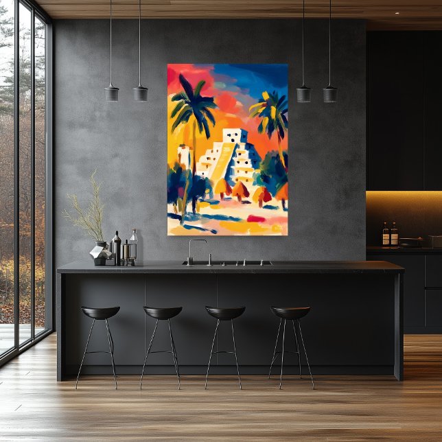 Farbgewaltige fauvistische Chichen-Itza-Pyramiden- Poster (Von Creator hochgeladen)