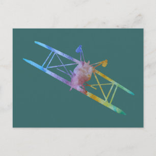 Farbgewaschen Auf dem Kopf Stunt Flugzeug Postkarte