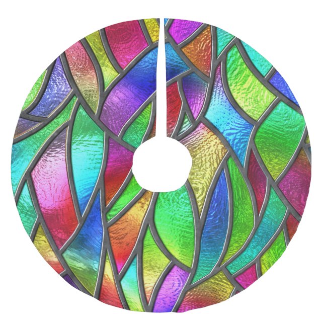Farbglas Muster 3D Textur Polyester Weihnachtsbaumdecke (Vorderseite)