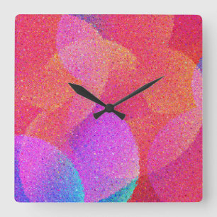 Farbglas Quadratische Wanduhr