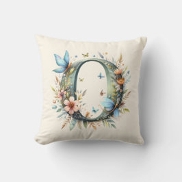 Farbgrün, einfarbig, monogramm Buchstaben O Kissen