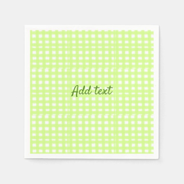 Farbgrün karierter Ginham personalisierter Zusatz Serviette (Vorderseite)