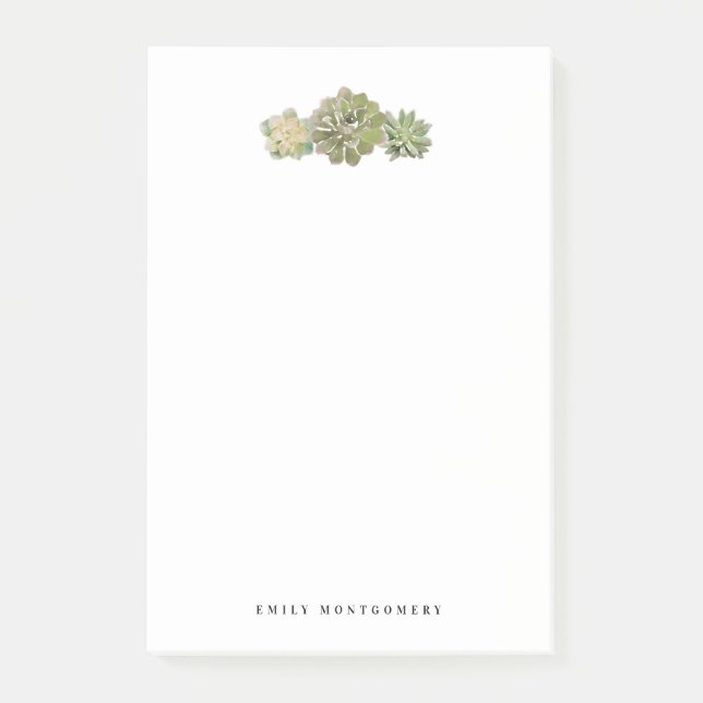 Farbgrüne Sukkuline Persönliche Monogramm Post-it Klebezettel (Vorderseite)