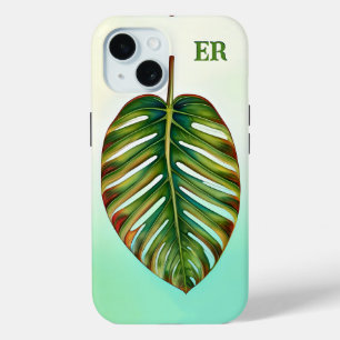 Farbgrünes Aquamarines rotes tropisches Leaf Monog Case-Mate iPhone Hülle