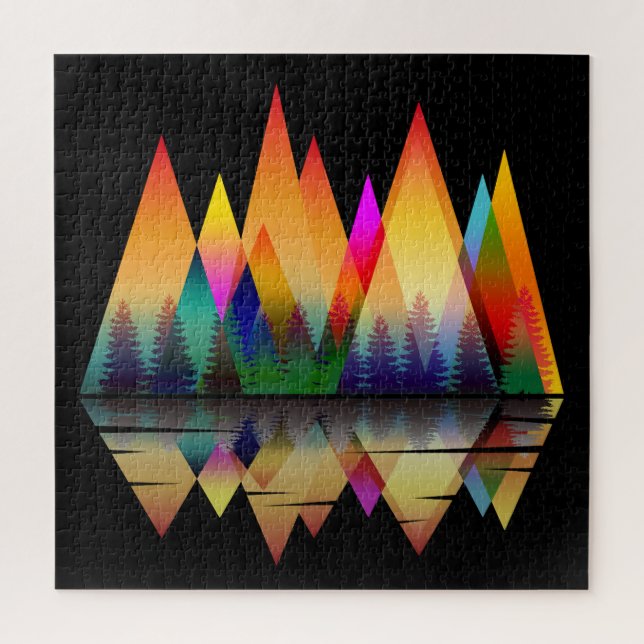 FARBHAFTE BERGE FORMEN DER NATURWALD PUZZLE (Vertikal)