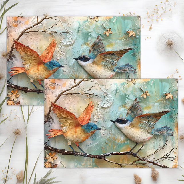 FARBHAFTE BIRDS GEMISCHTER MEDIENDECOUPAY SEIDENPAPIER (COLORFUL BIRDS MIXED MEDIA DECOUPAGE TISSUE PAPER)