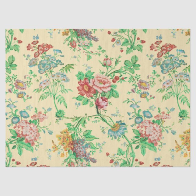 FARBHAFTE BLUME UND BLÄTTER FLORALLES PATTER Elfen Seidenpapier (Vorderseite)