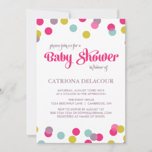 FARBHAFTE CONFETTI-DOTS   BABY SHOWER EINLADUNG