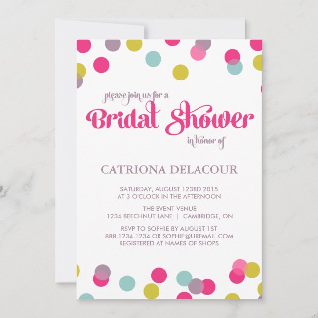 FARBHAFTE CONFETTI-DOTS | BRIDAL SHOWER EINLADUNG (Vorderseite)