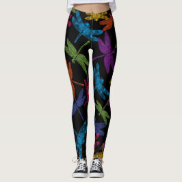 FARBHAFTE DRAGONFLIS ABSTRAKTES FLYING PATTERN LEGGINGS