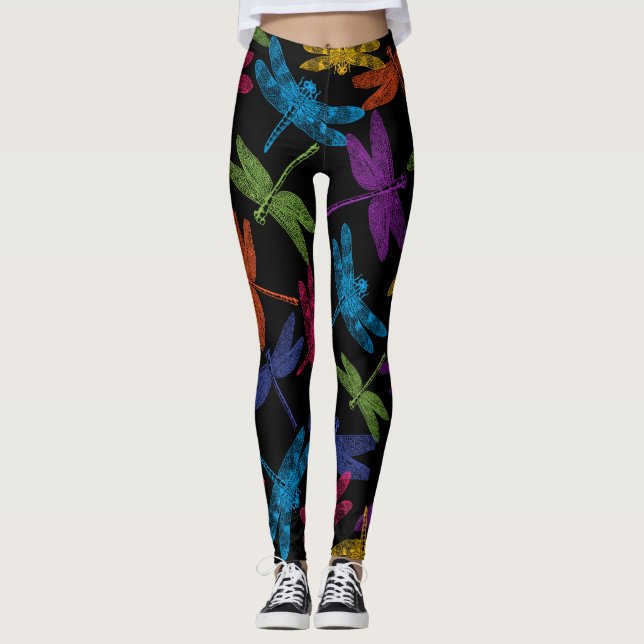 FARBHAFTE DRAGONFLIS ABSTRAKTES FLYING PATTERN LEGGINGS (Vorderseite)