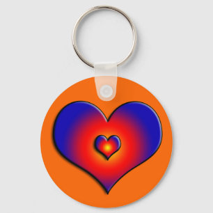 FARBHAFTE HERZEN, rot-blau-orange Schlüsselanhänger