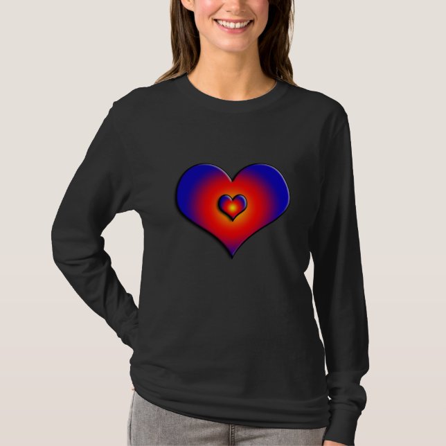 FARBHAFTE HERZEN, rot-blau T-Shirt (Vorderseite)