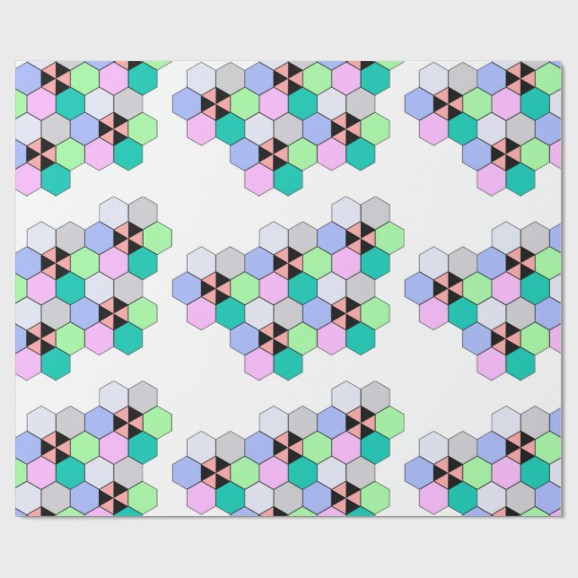 FARBHAFTE HEXAGON-FORMEN GESCHENKPAPIER (Flach)