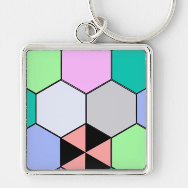 FARBHAFTE HEXAGON-FORMEN SCHLÜSSELANHÄNGER (Vorne)