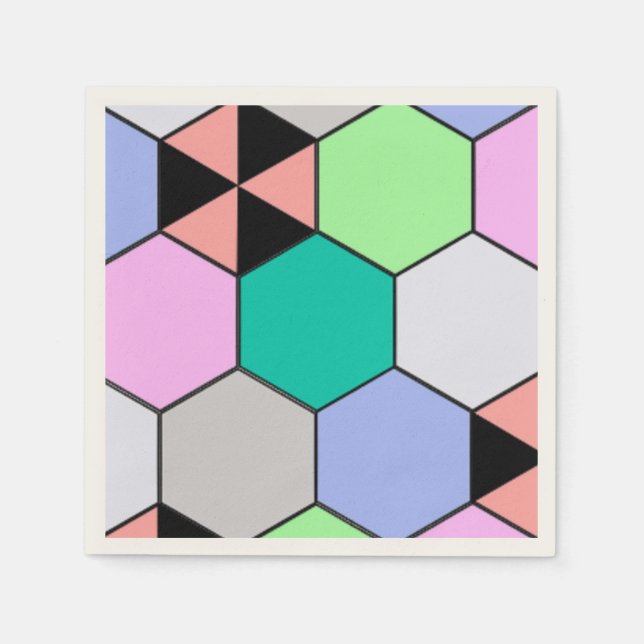 FARBHAFTE HEXAGON-FORMEN SERVIETTE (Vorderseite)