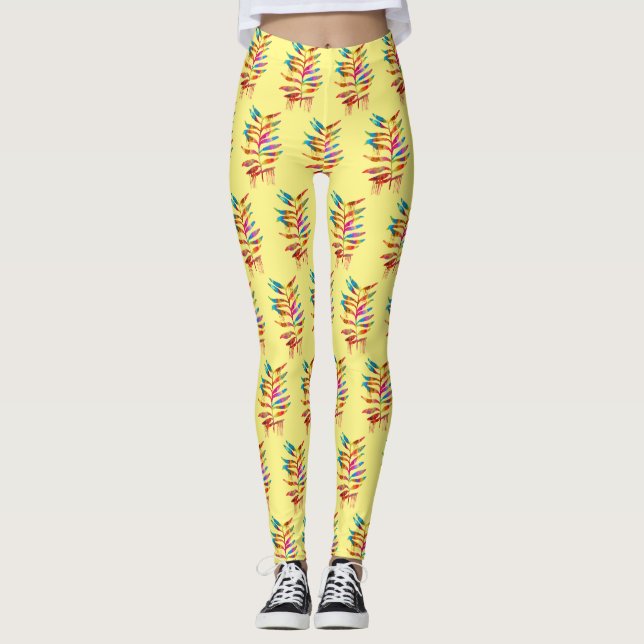 FARBHAFTE RAINBOW ART-BLÄTTER LEGGINGS (Vorderseite)
