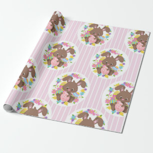 FARBHAFTE SCHOKOLADENBUNNEN UND EIER GESCHENKPAPIER