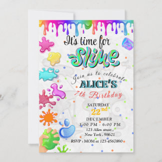 FARBHAFTE SLIME BIRTHDAAUFNAHME FÜR KINDER EINLADUNG