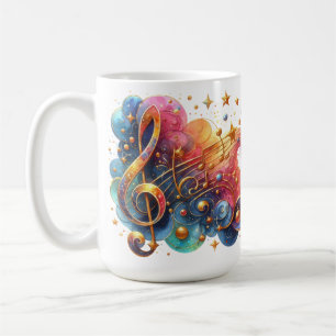 FARBHAFTE VERZIERT GOLD MUSIKANISCHE HINWEISE KAFFEETASSE