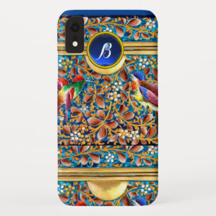 FARBHAFTE VÖGEL UND BLUE GEM MONOGRAM WIRBEL Case-Mate iPhone HÜLLE
