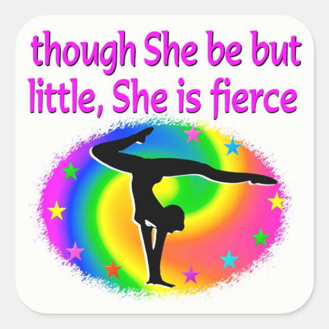 FARBHAFTER, ABER FARBGYMNASTIK-STICKER QUADRATISCHER AUFKLEBER (Vorderseite)