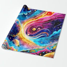 FARBHAFTES GALAXY PLANET-DESIGN GESCHENKPAPIER