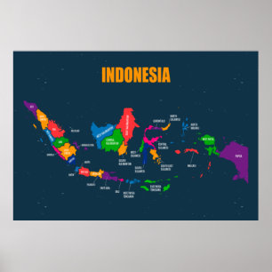 FARBHAFTES INDONESIENKARTENDESIGN POSTER