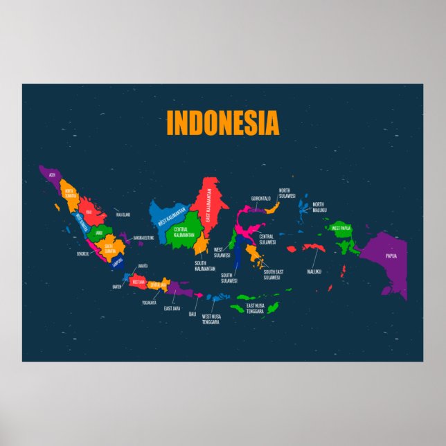 FARBHAFTES INDONESIENKARTENDESIGN POSTER (Vorne)