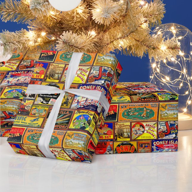 FARBHAFTES VINTAGES KINDERBÜROPAPIER GESCHENKPAPIER (Feiertage)