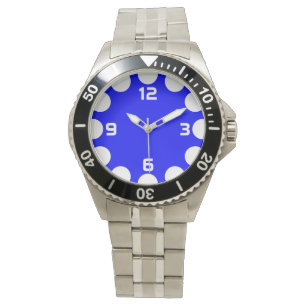 Farbhalbmond - Weiß auf Blau Armbanduhr