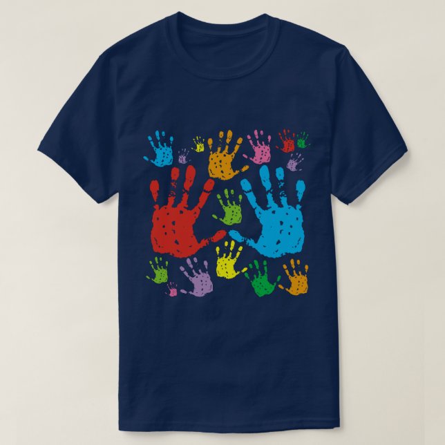Farbhandfingerabdrücke T-Shirt (Design vorne)