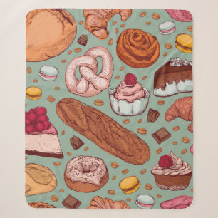 Farbhandgezeichnete Bäckerei im Stil einer Skizze. Sherpadecke