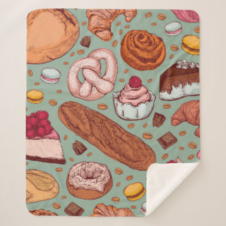 Farbhandgezeichnete Bäckerei im Stil einer Skizze. Sherpadecke